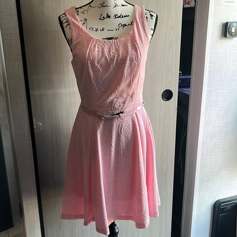 Pink sundress with leather belt